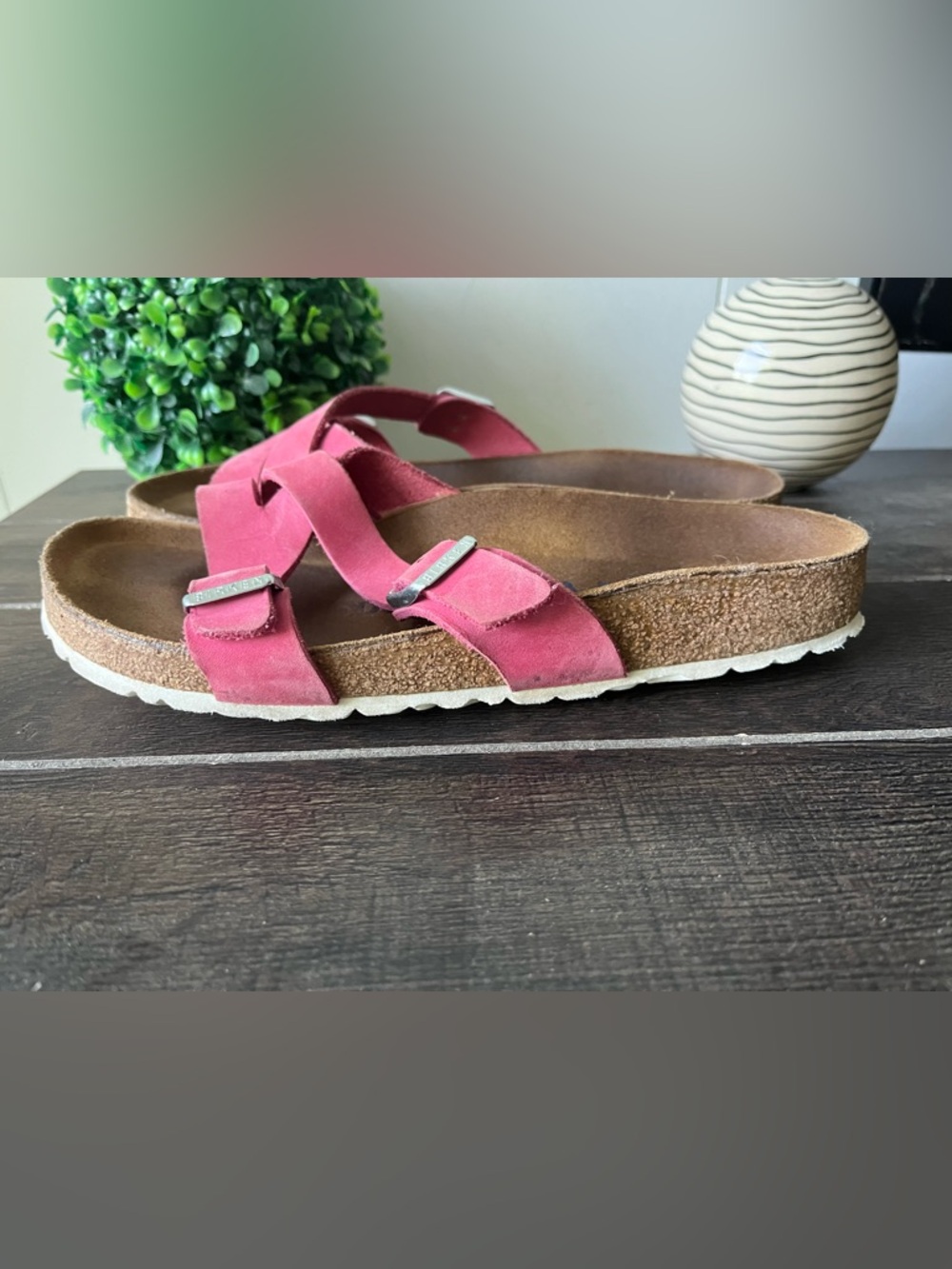 Birkenstock Yao Leather Sandals Pink EU 38 US 7 - Picture 4 of 14